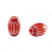 Millefiori tube bead 9x6mm - Red